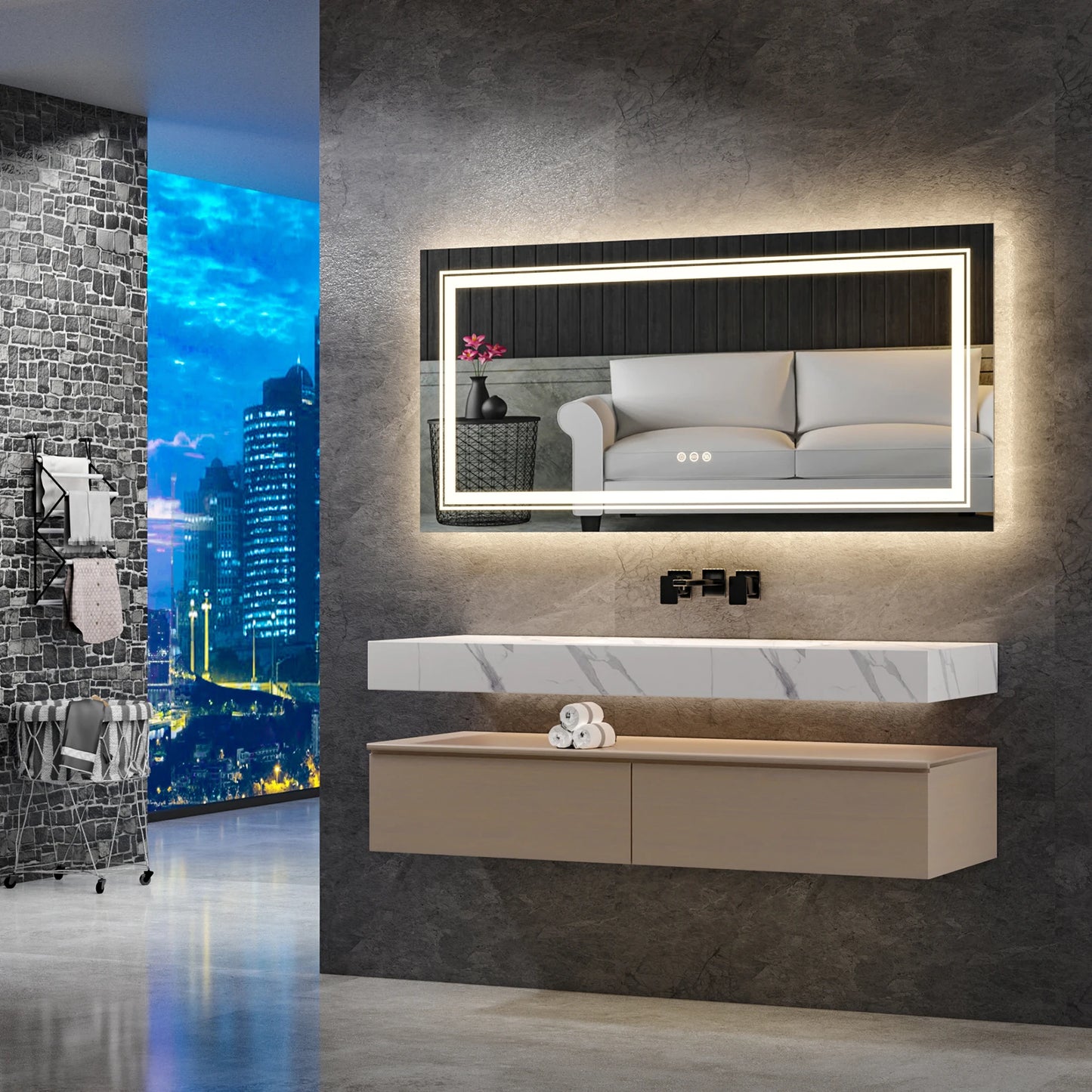 Rectangle Vanity LED Mirror with Dimmable Backlit