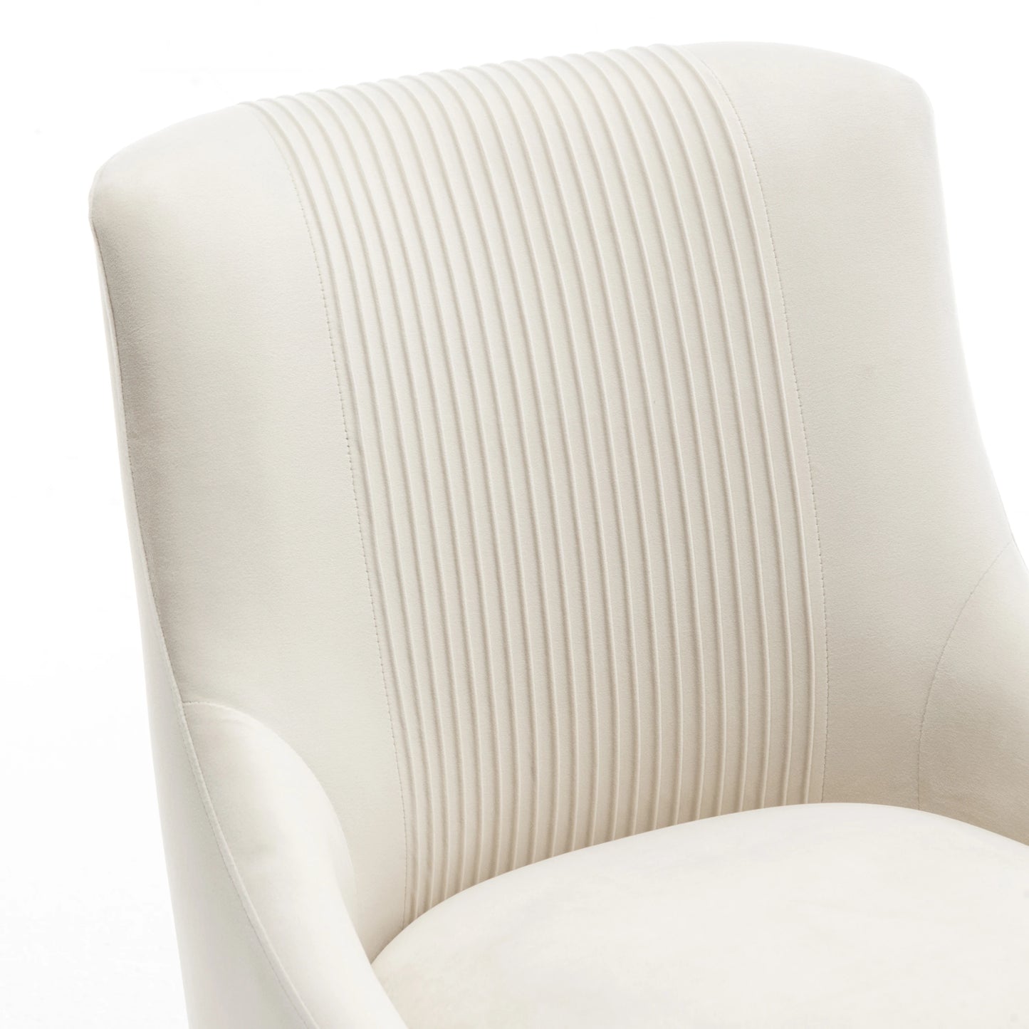 Modern Glam Vanity Buckle Pleated Velvet Dining Chair with Rear Handle