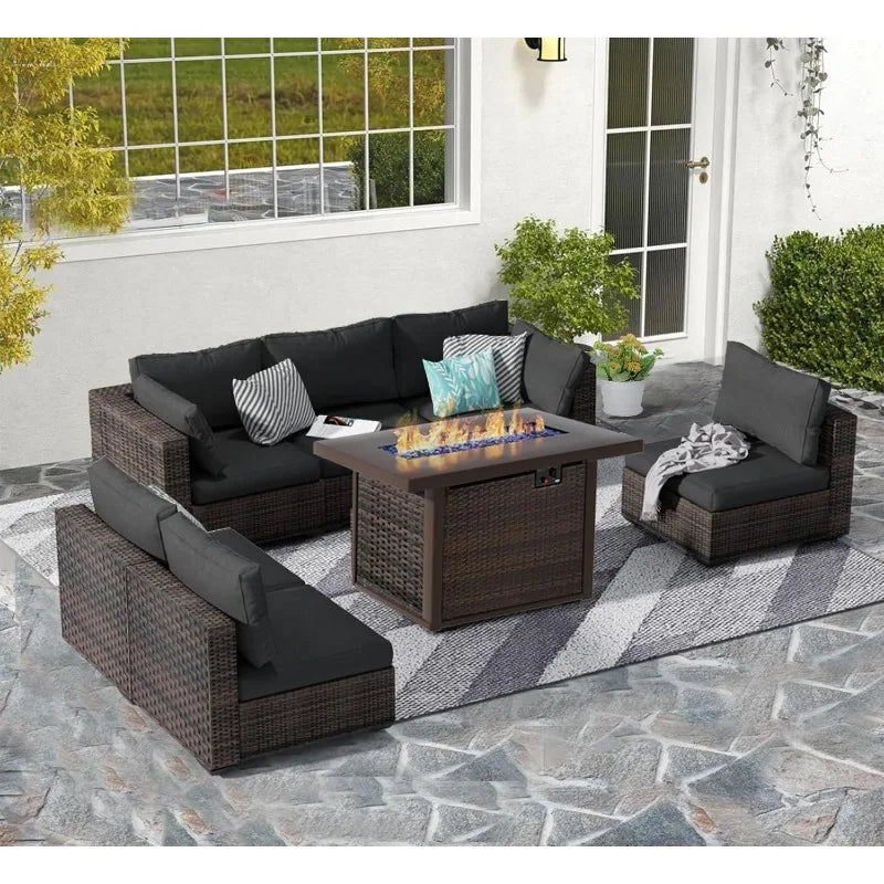 Patio Furniture Set with Fire Pit Table