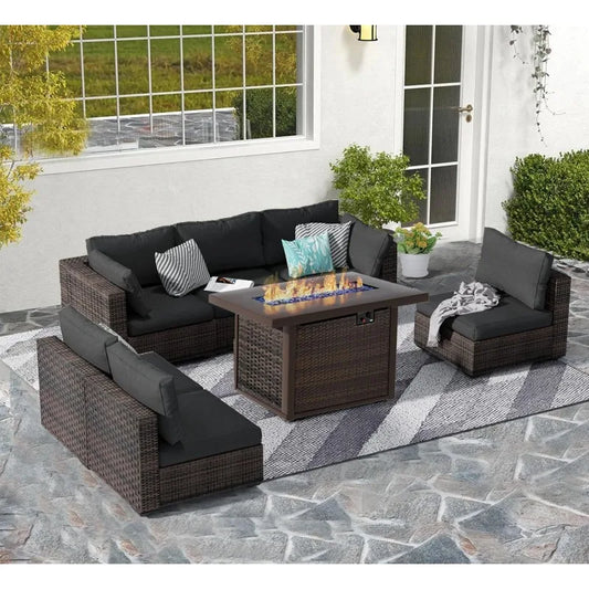 Patio Furniture Set with Fire Pit Table