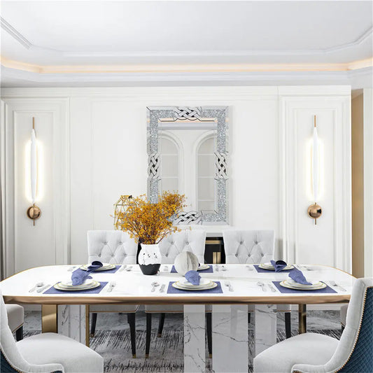 Wall Decorative Silver Crystal Crush Glass Mirror