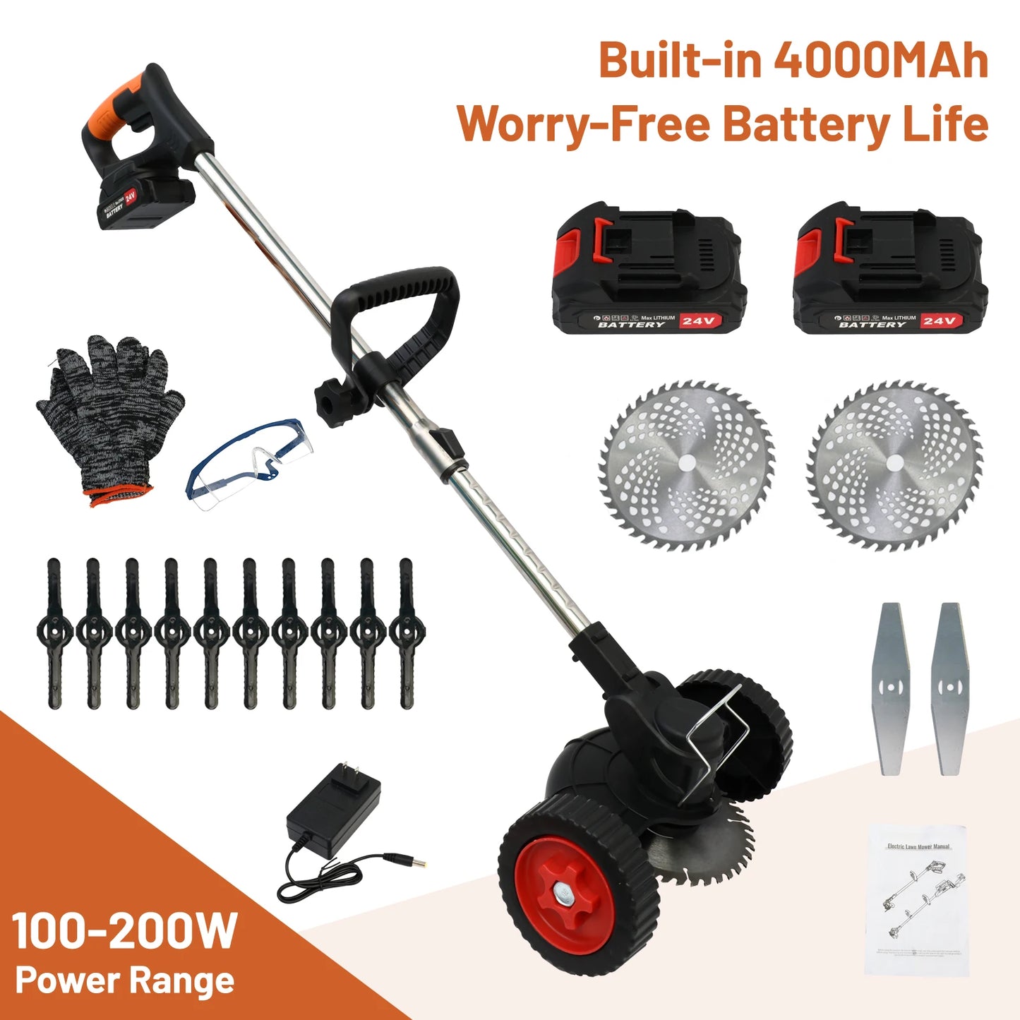 Electric Weed Trimmer With Wheels Lawn Mower