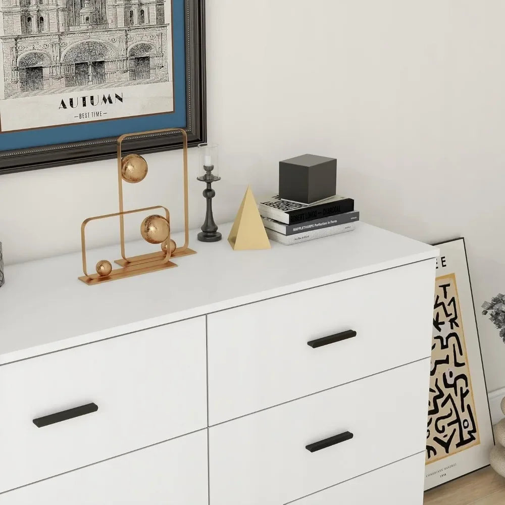 Modern Wood Wide Chest Cabinet Organizer with Metal Handle