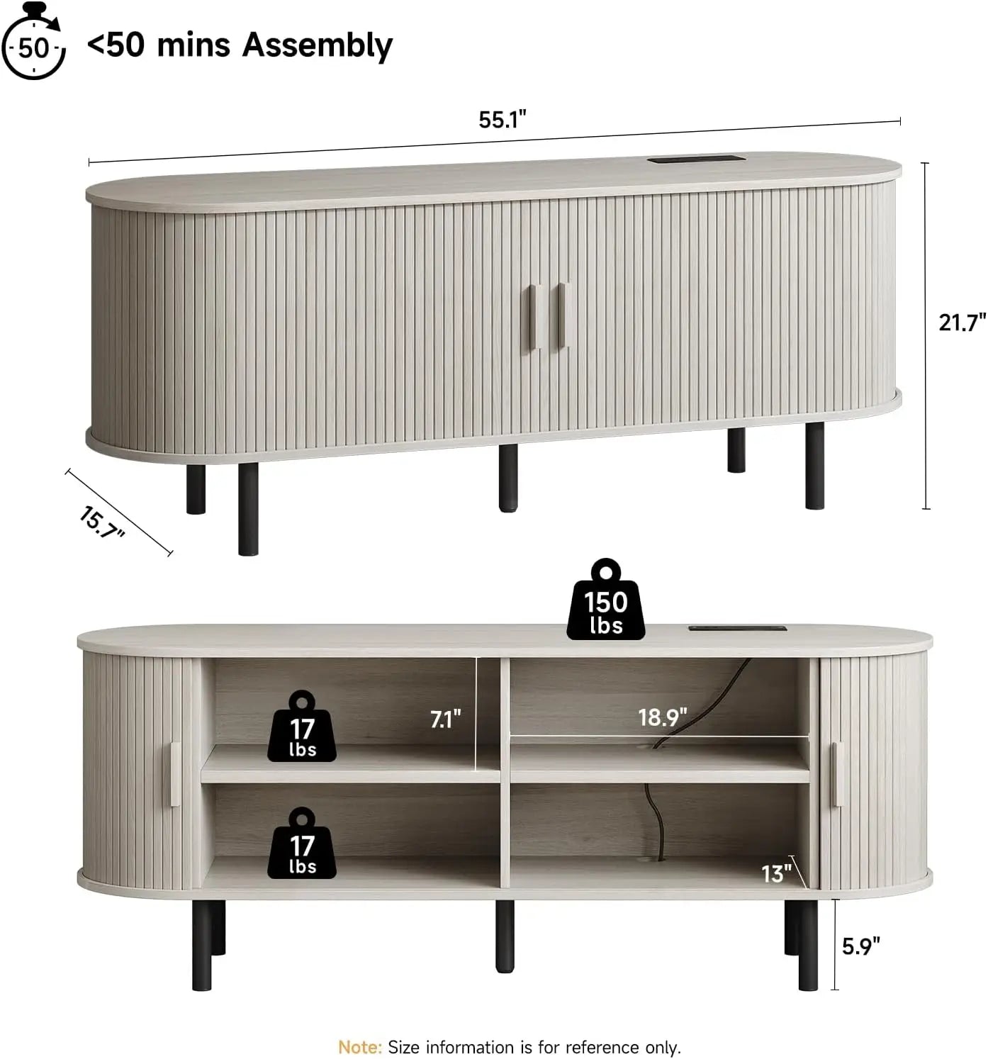 Entertainment Center Table with Sliding Doors