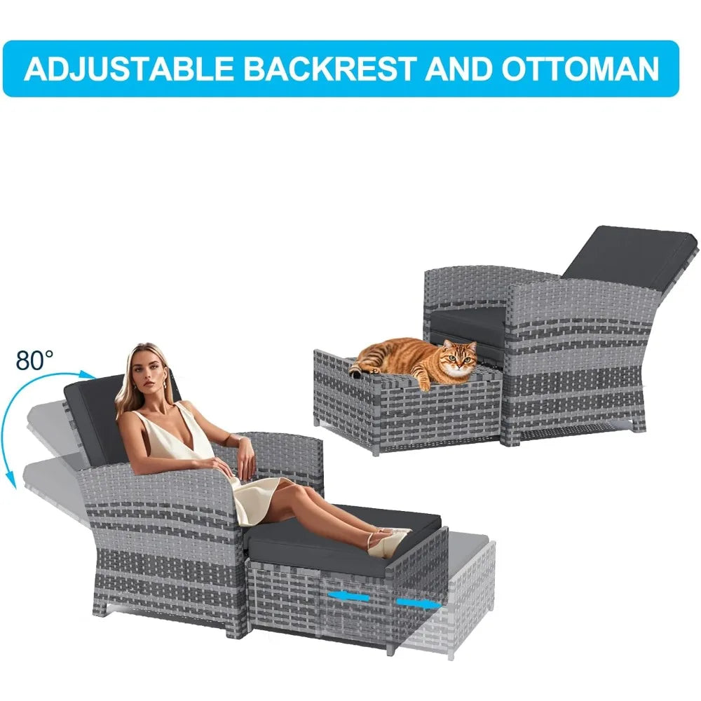 Outdoor Patio Furniture Set with Ottomans and Coffee Table