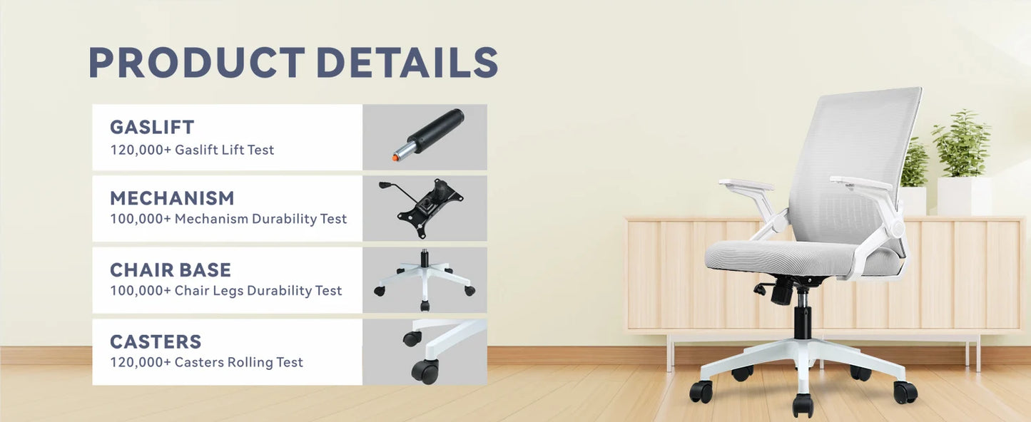 Ergonomic Computer Chair Flip-up Armrests
