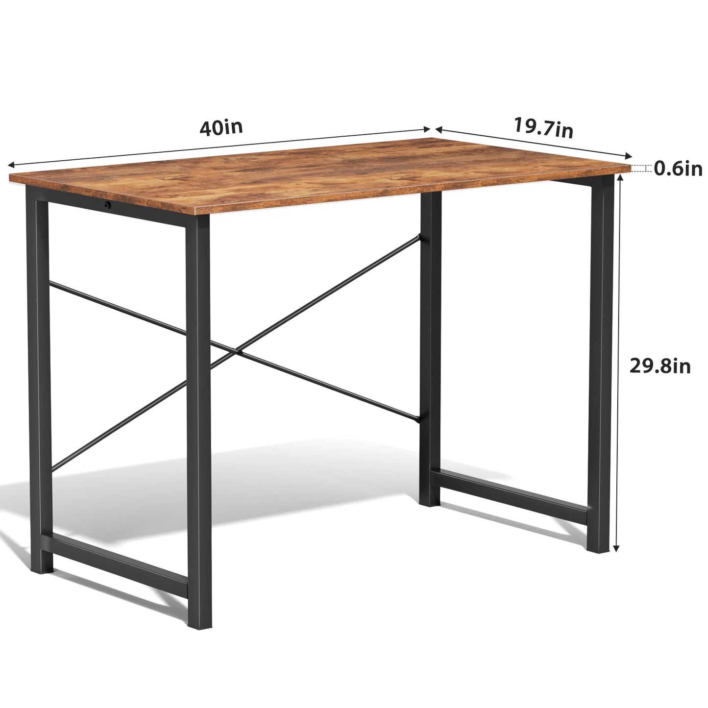 Computer Office Desk With Metal Frame Wood Tabletop