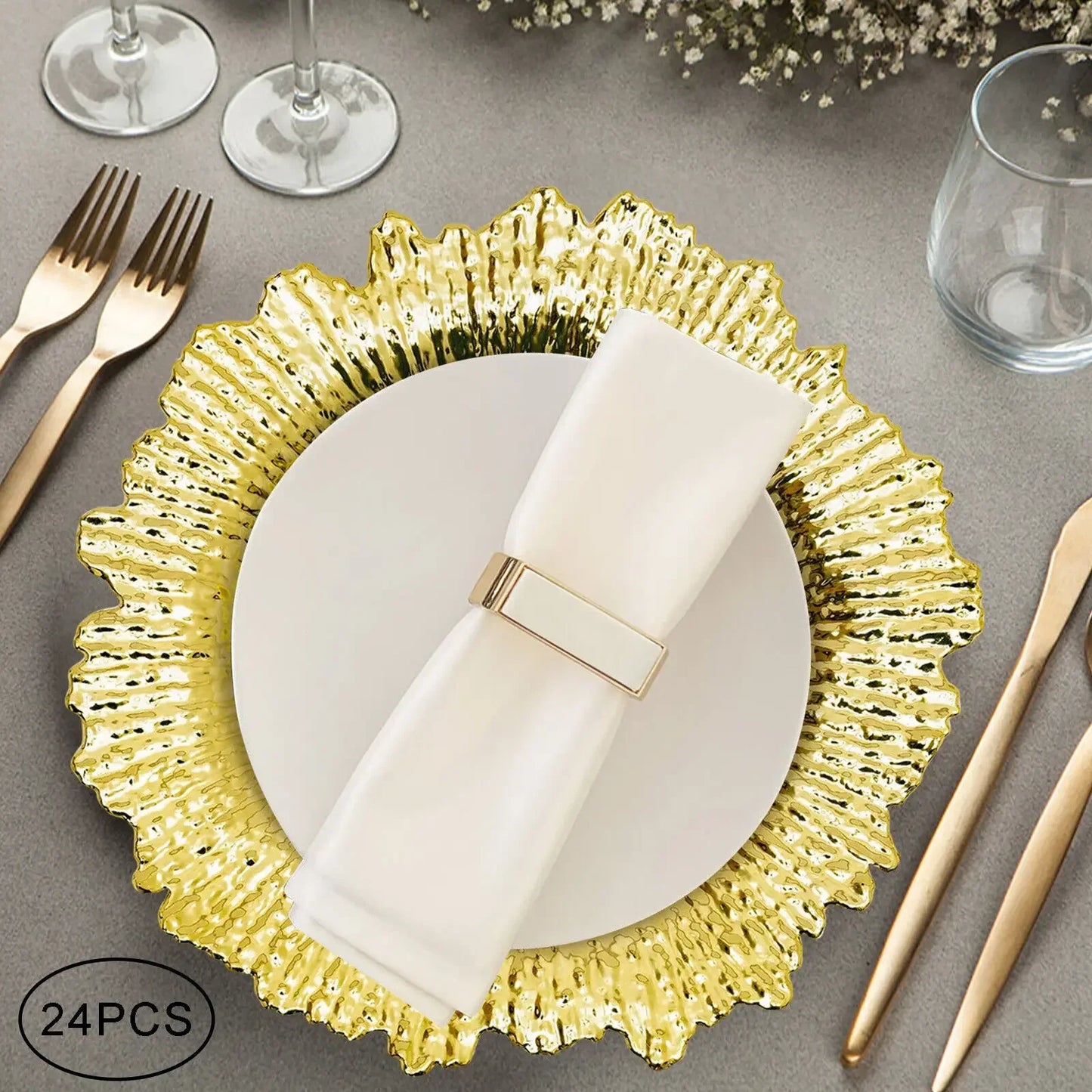 Gold Chargers PP Plate Decoration Set