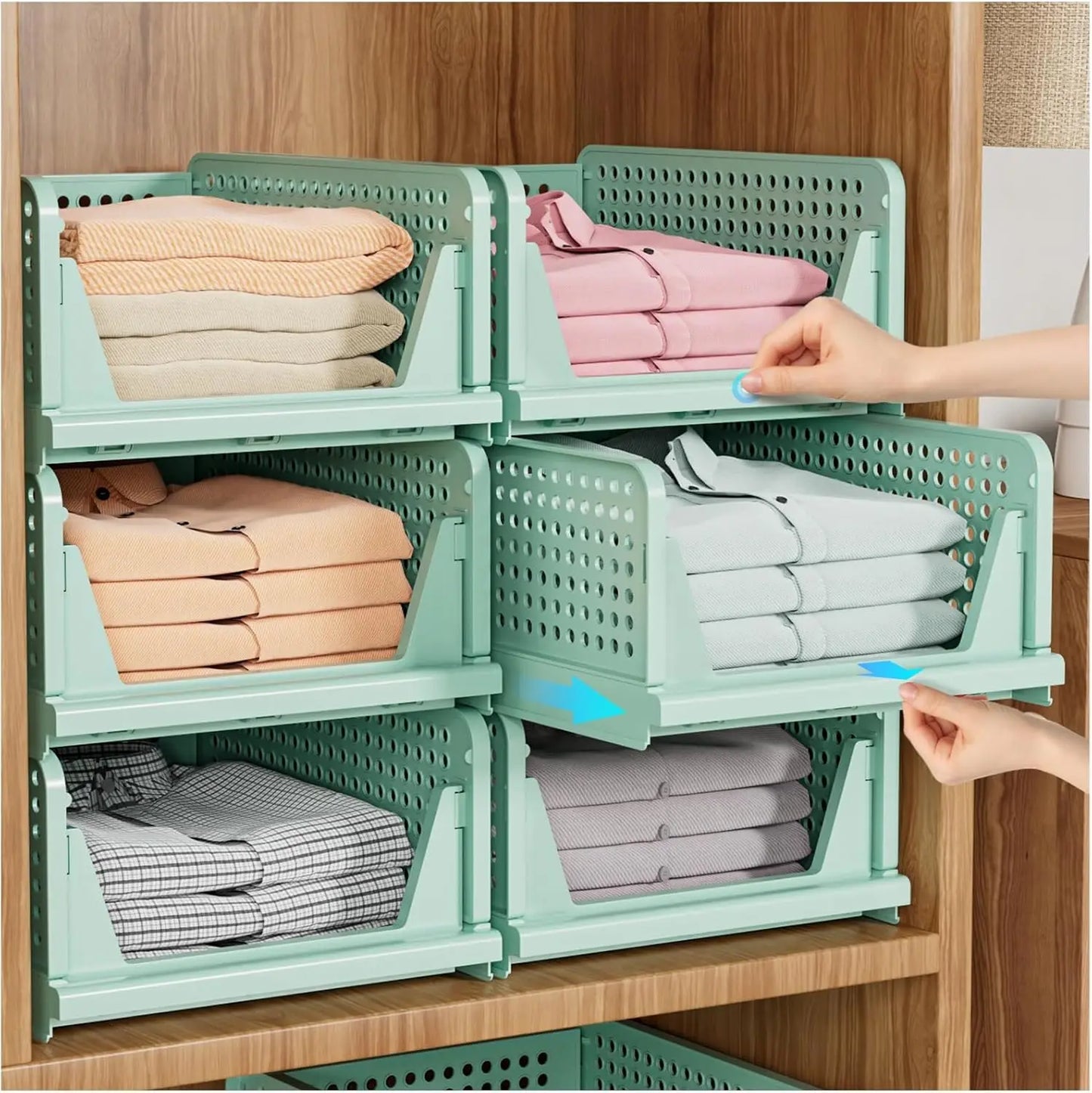 Stackable Closet Storage Basket Multifunctional & Foldable Closet Organizer