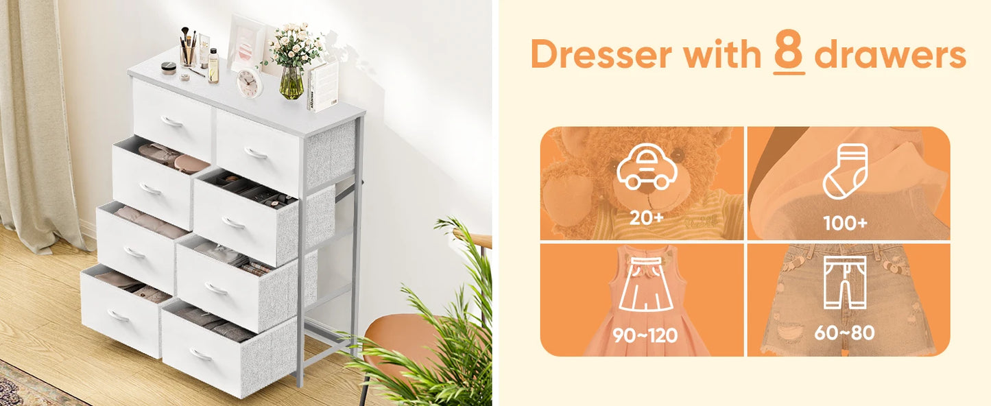 Children's Wardrobe With 8 Fabric Drawers