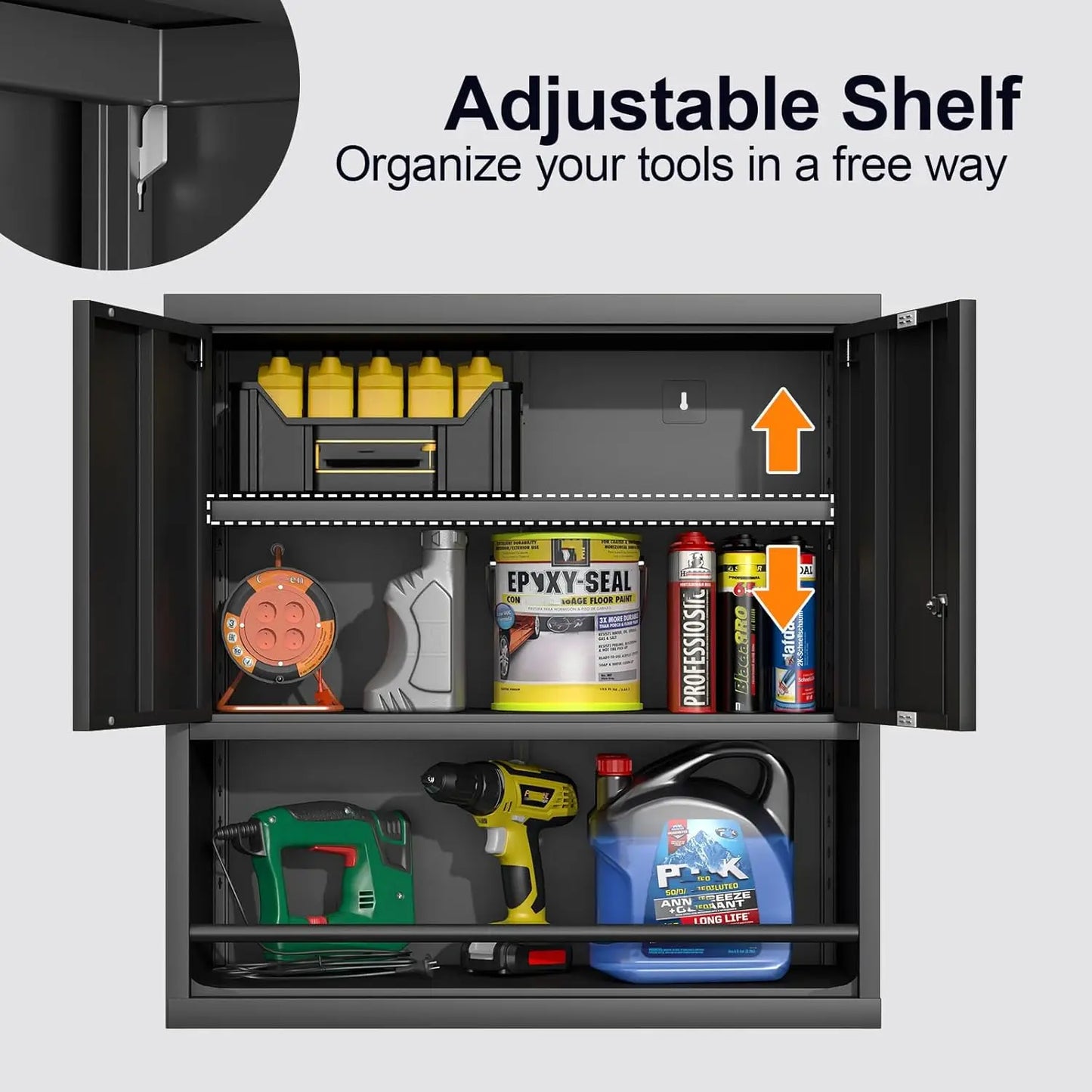 Metal Garage Wall Cabinet Locking Wall-Mounted Storage