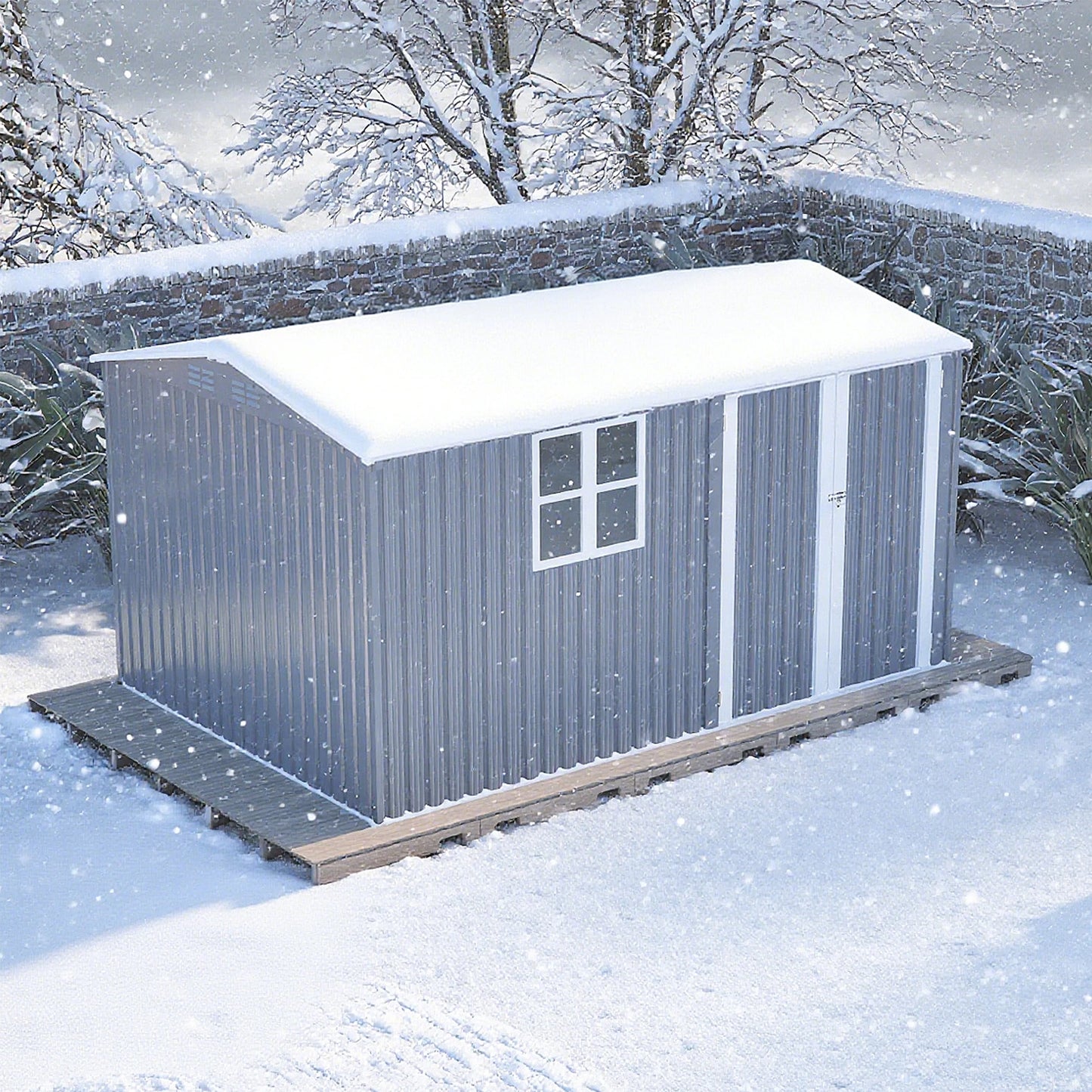 Heavy-Duty Steel Outdoor Storage Shed with Window