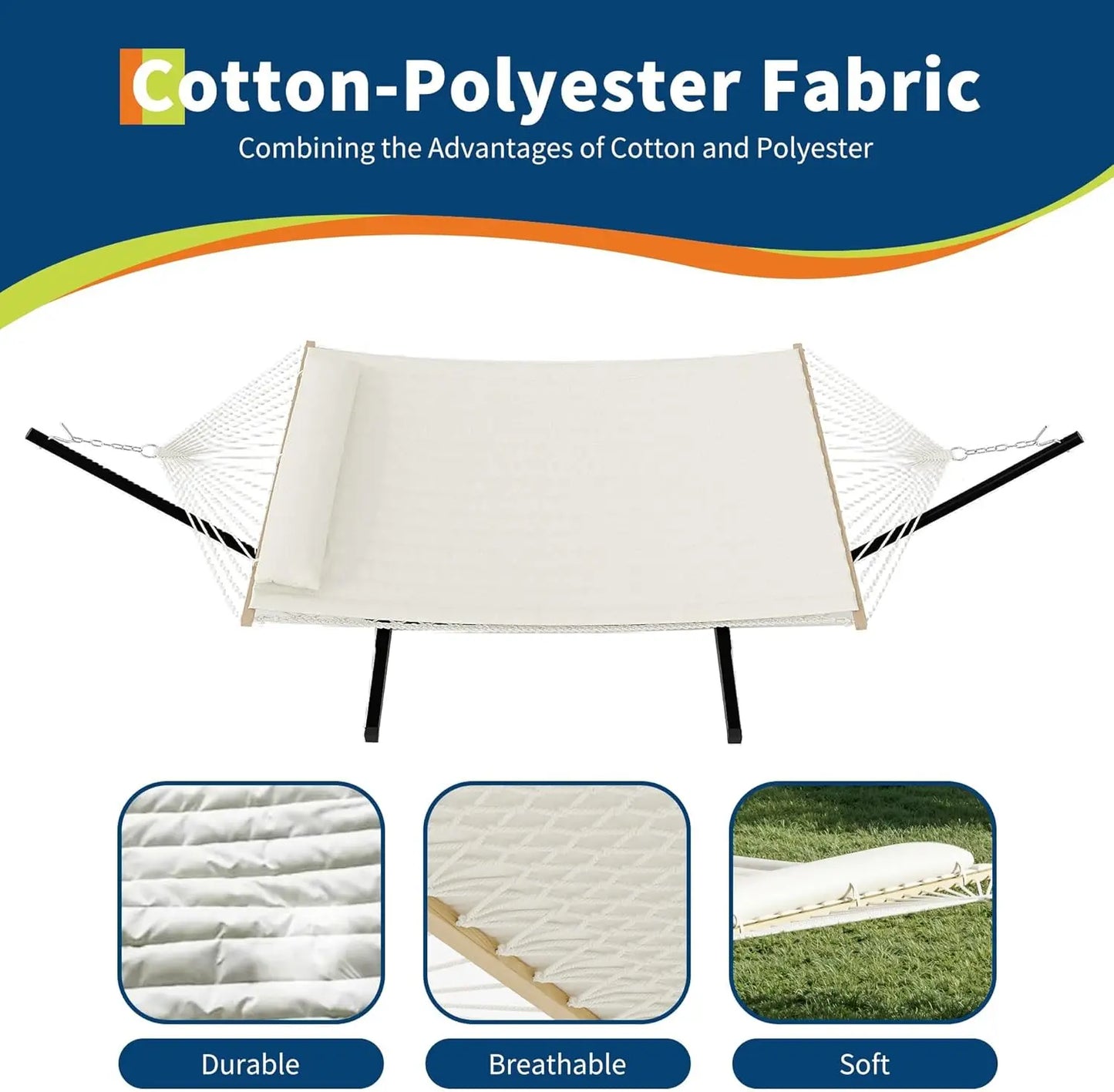 Heavy Duty Capacity Double Hammock with Stand