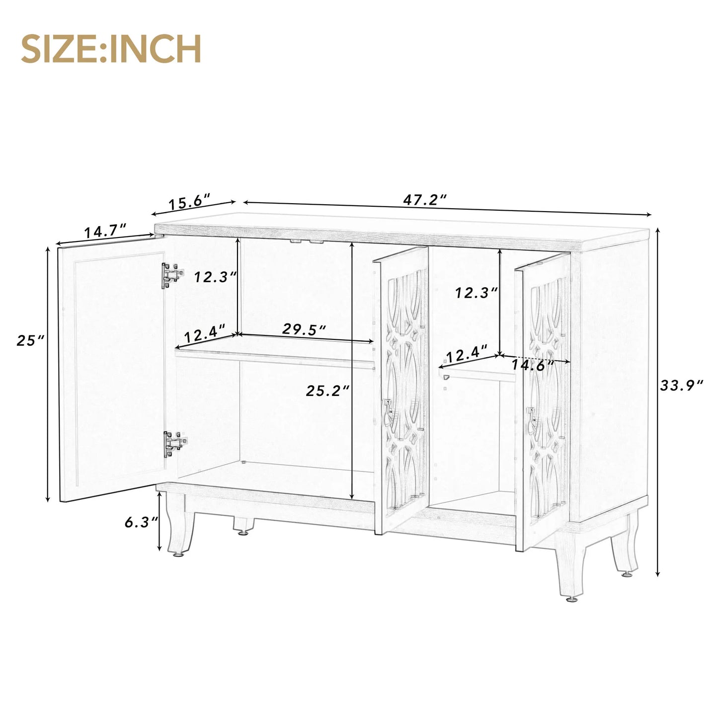 Buffet Cabinet with Silver Handle