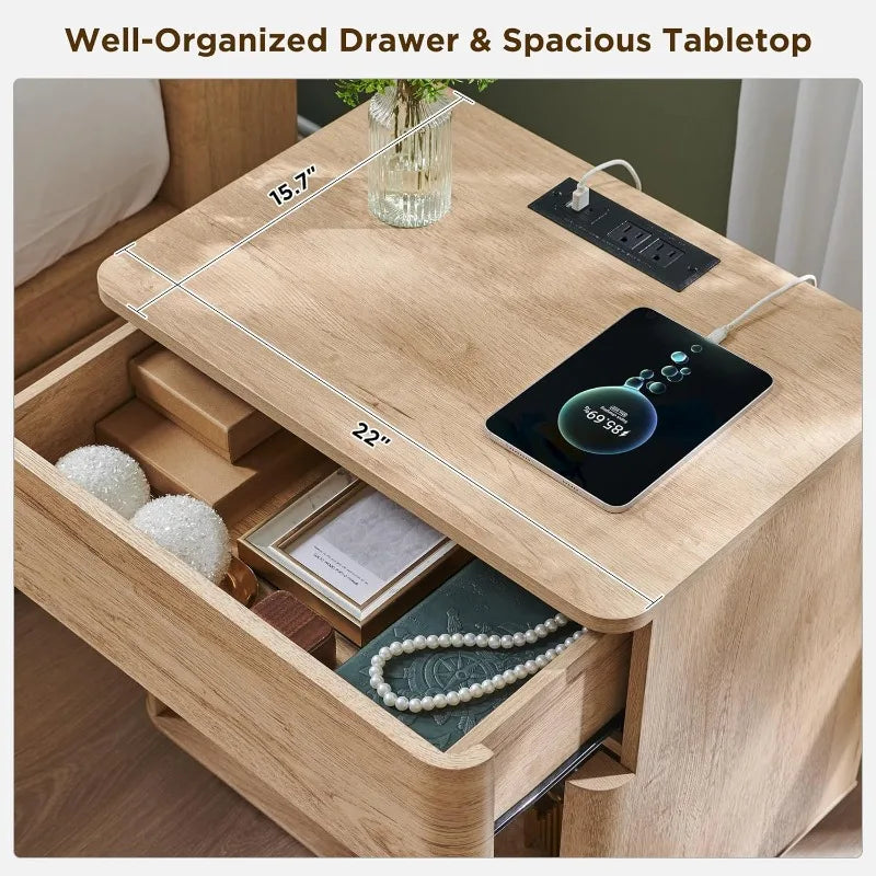 Modern Nightstand with Charging Station