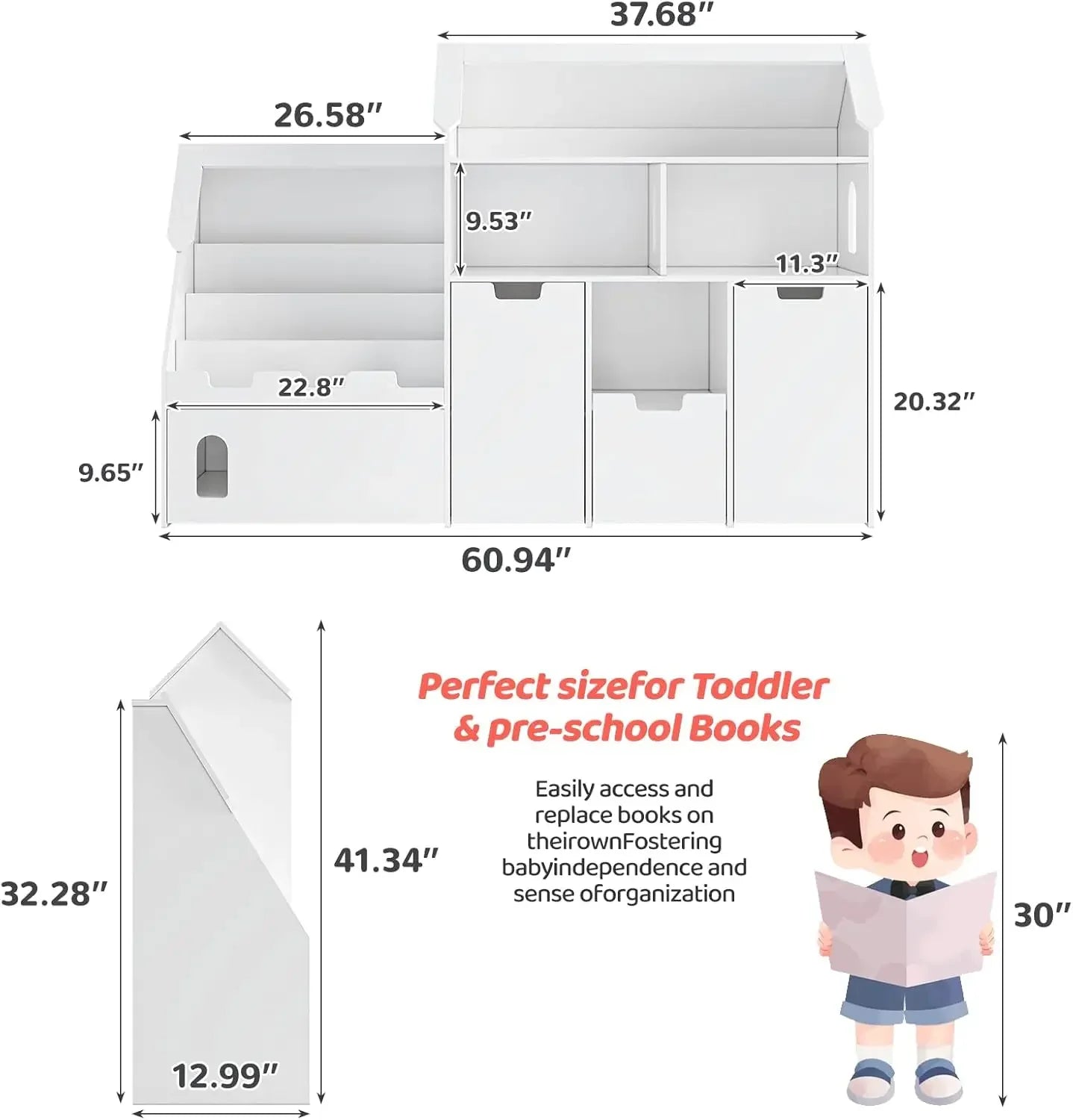 Castle Shaped Bookshelf Storage Organizer With Removable Drawers with LED Lights