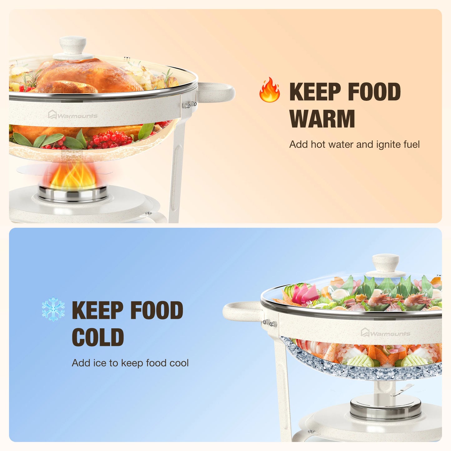 Fully Coated Round Chafing Dishes Buffet Set