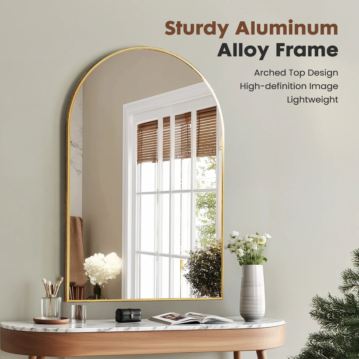 Arched Metal Framed Bathroom Mirrors - Wall  Hanging