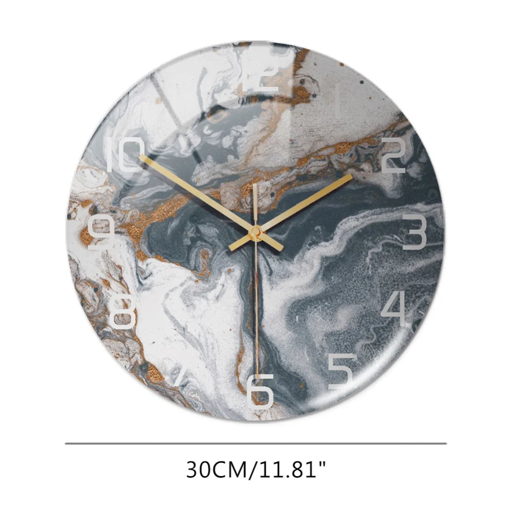 Luxury 3D Acrylic Marble Pattern Wall Adhesive Clock