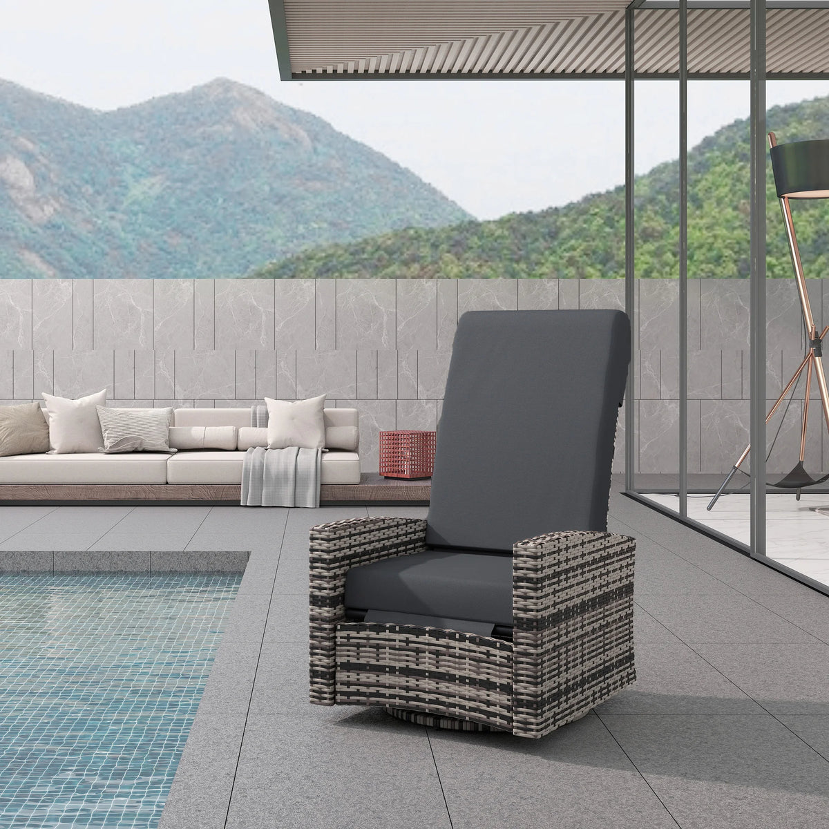 Outdoor Patio Cushioned Recliner