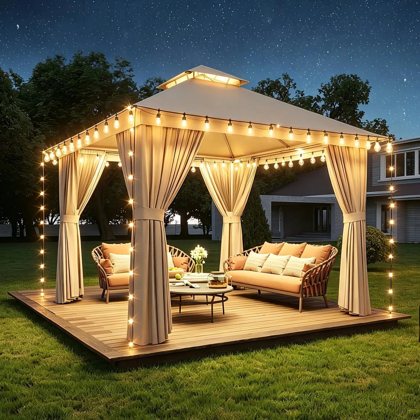 Heavy Duty Metal Frame Canopy with Double Roofs