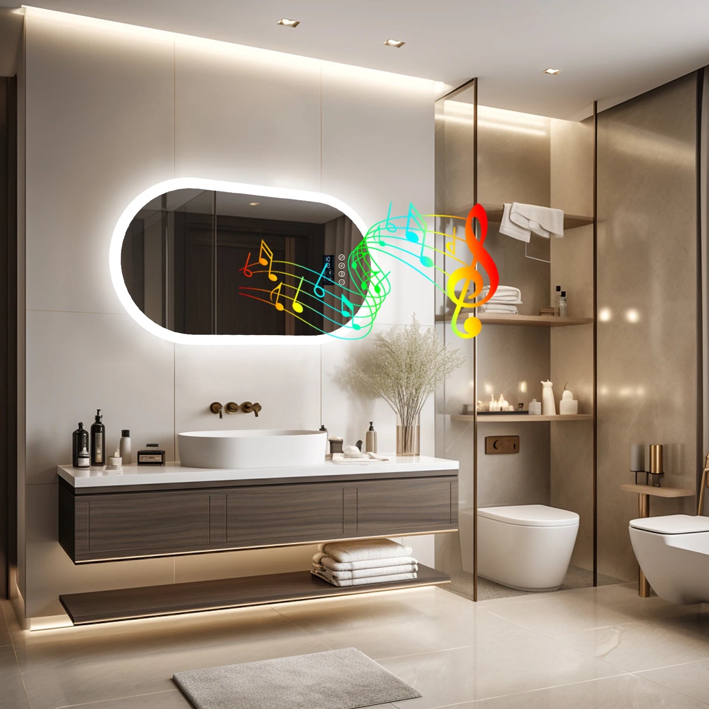 Oval LED Bathroom Mirror with Lights