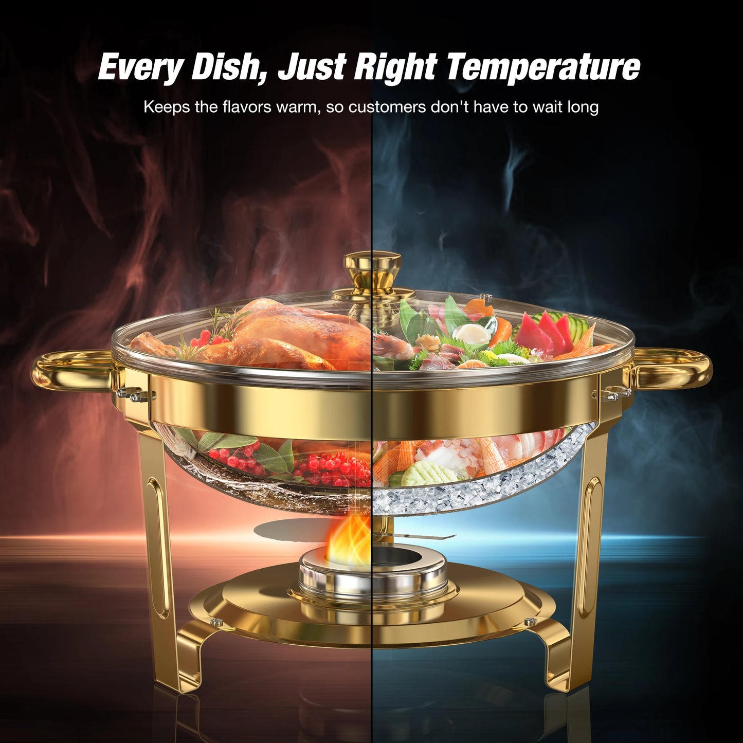 Round Stainless Steel Chafing Dish Set