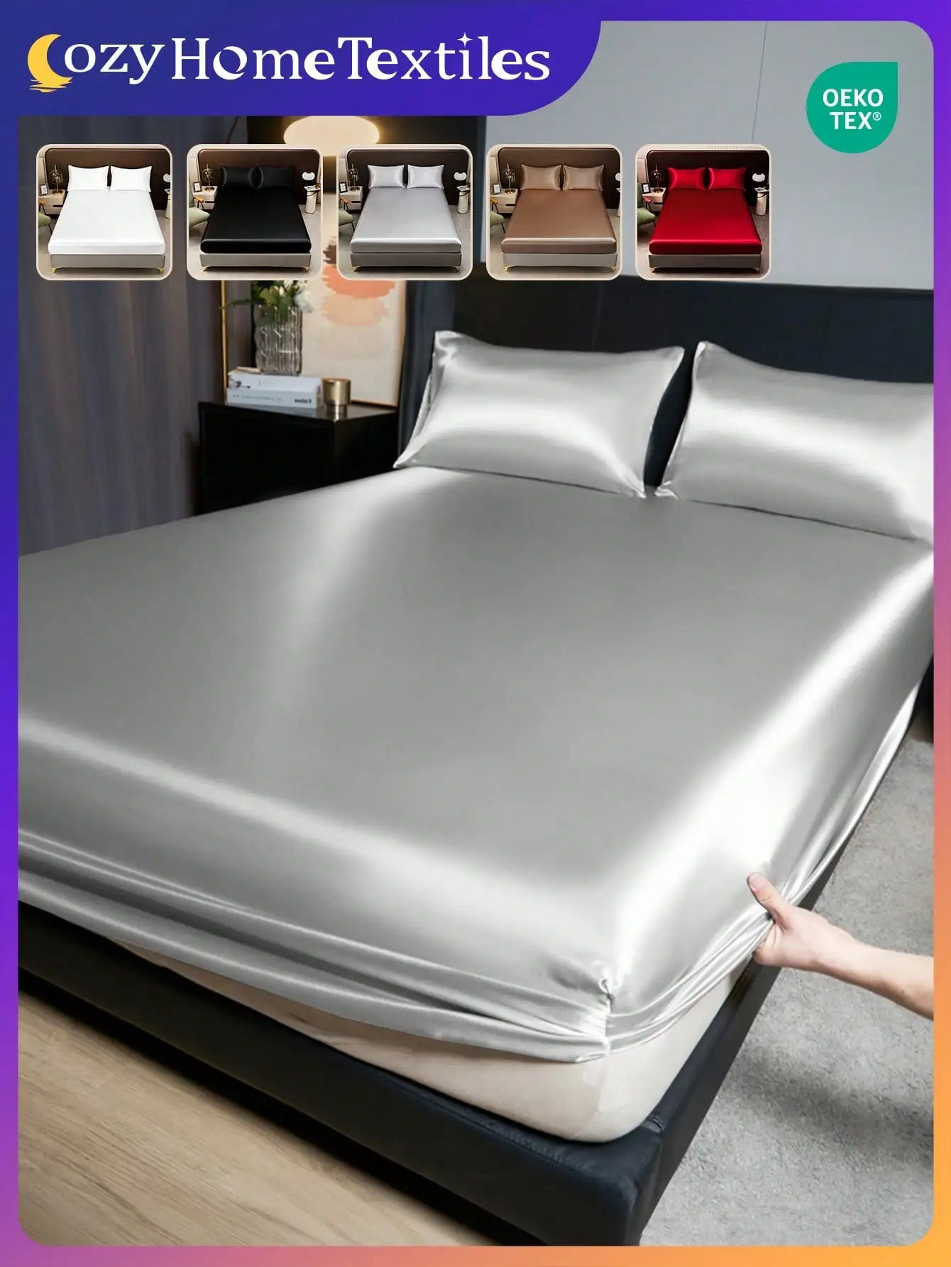 Satin Bedding Set With Fitted Sheet