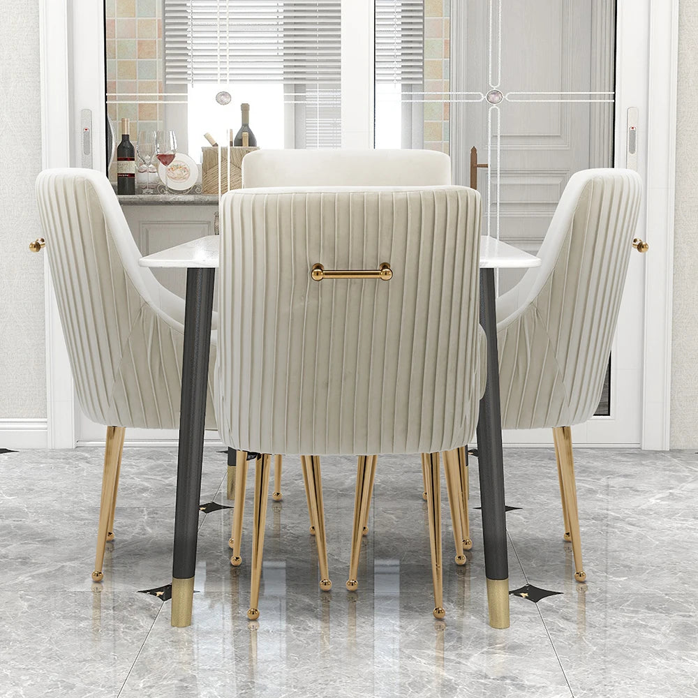 Modern Glam Vanity Buckle Pleated Velvet Dining Chair