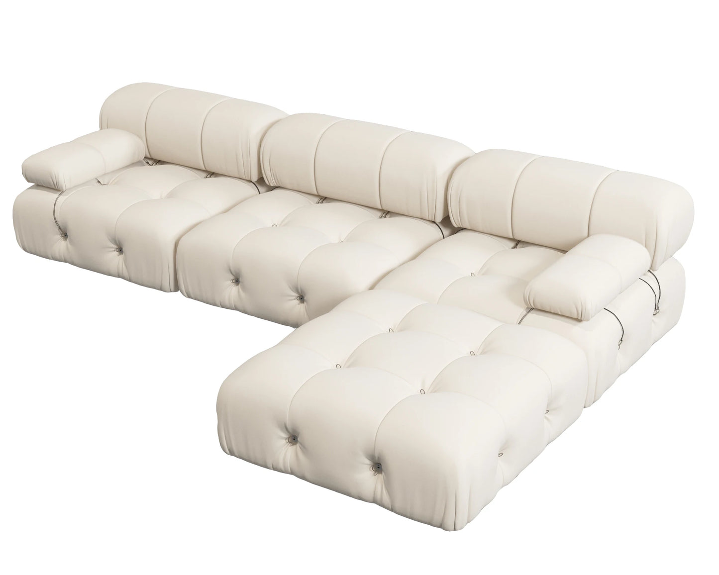 Modern L-Shaped Velvet Couch with Reversible Ottoman