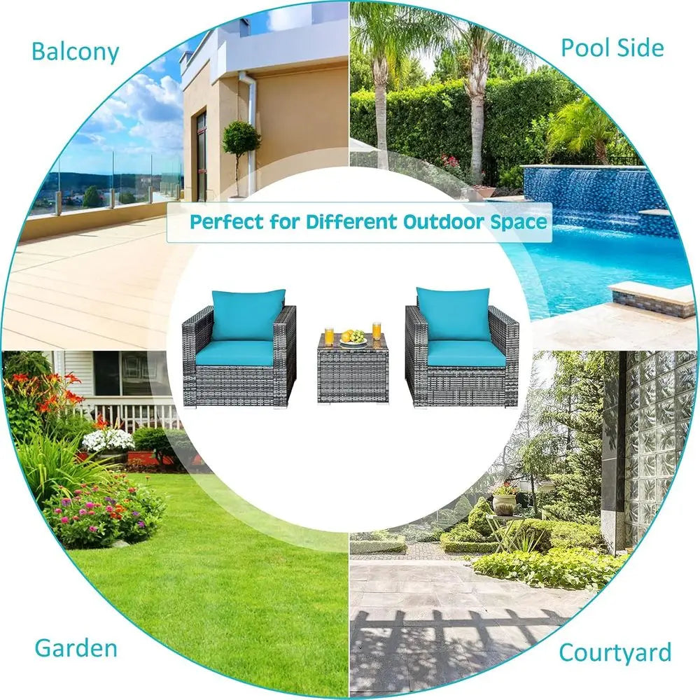 3-Piece Outdoor Wicker Patio Furniture Set