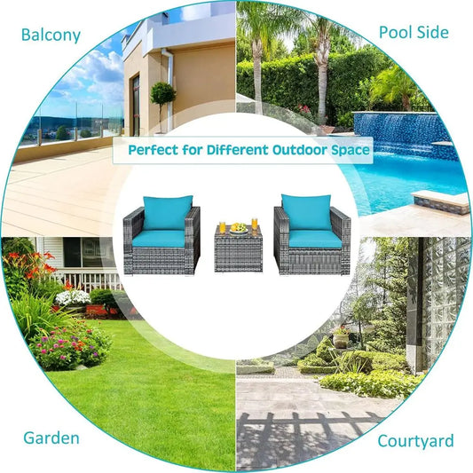 3-Piece Outdoor Wicker Patio Furniture Set
