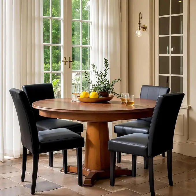 Faux Leather High Back Upholstered Parsons Dining Chairs Set