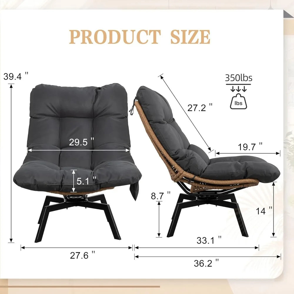 Swivel Wicker Chair PE Rattan Chair with Cushion