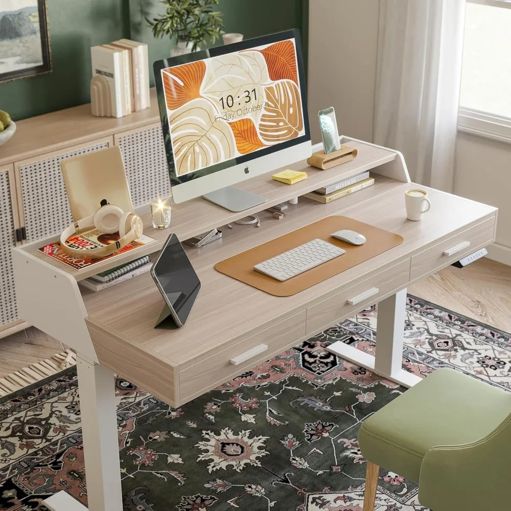 Electric Standing Desk with Drawers
