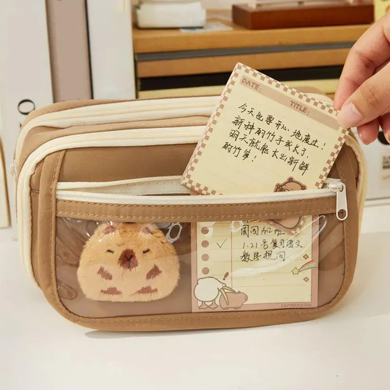 Large Capacity Pencil Case Flip Cover Stationery Pencil Bag