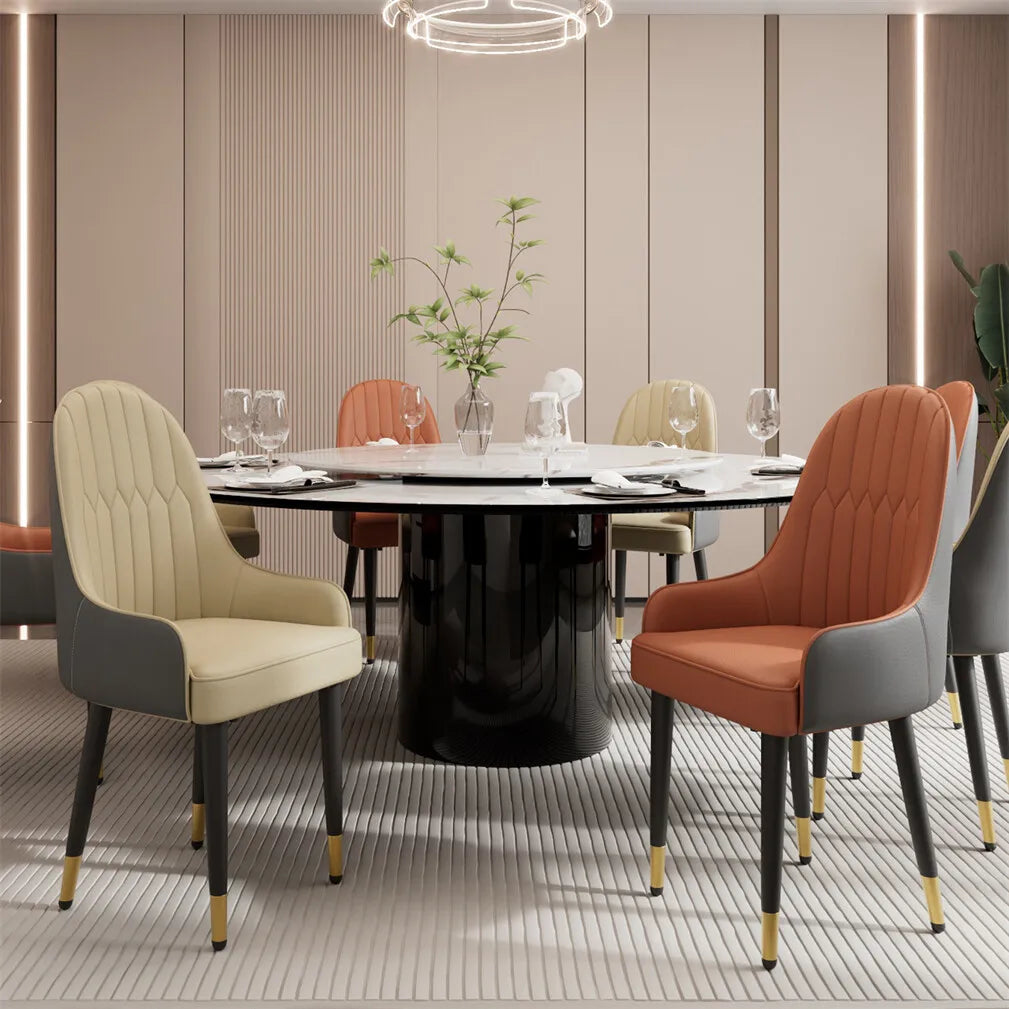Modern Upholstered Cushion Dining Chairs with Metal Legs
