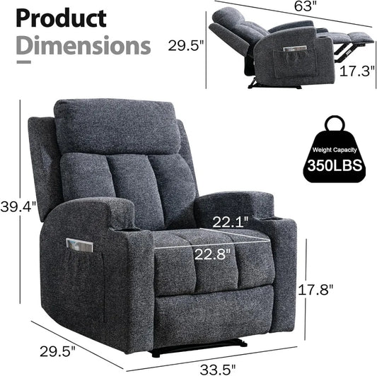 Manual Recliner Chair with Massage & Heat
