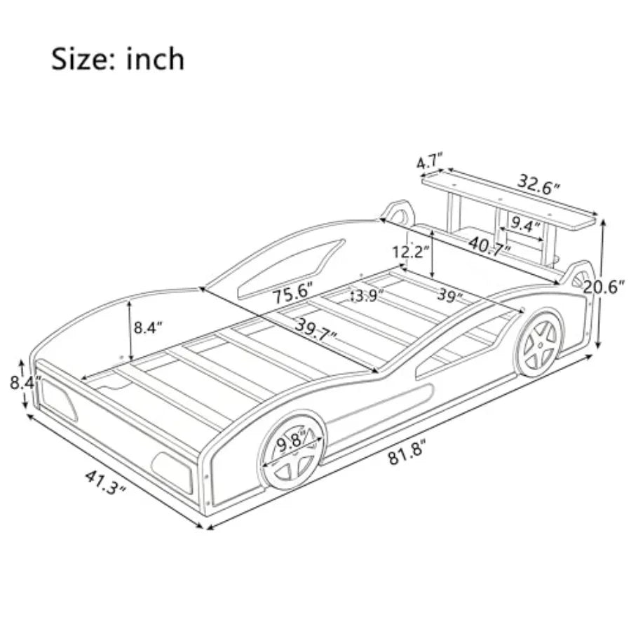 Car-Shaped Platform Twin Bed Frame