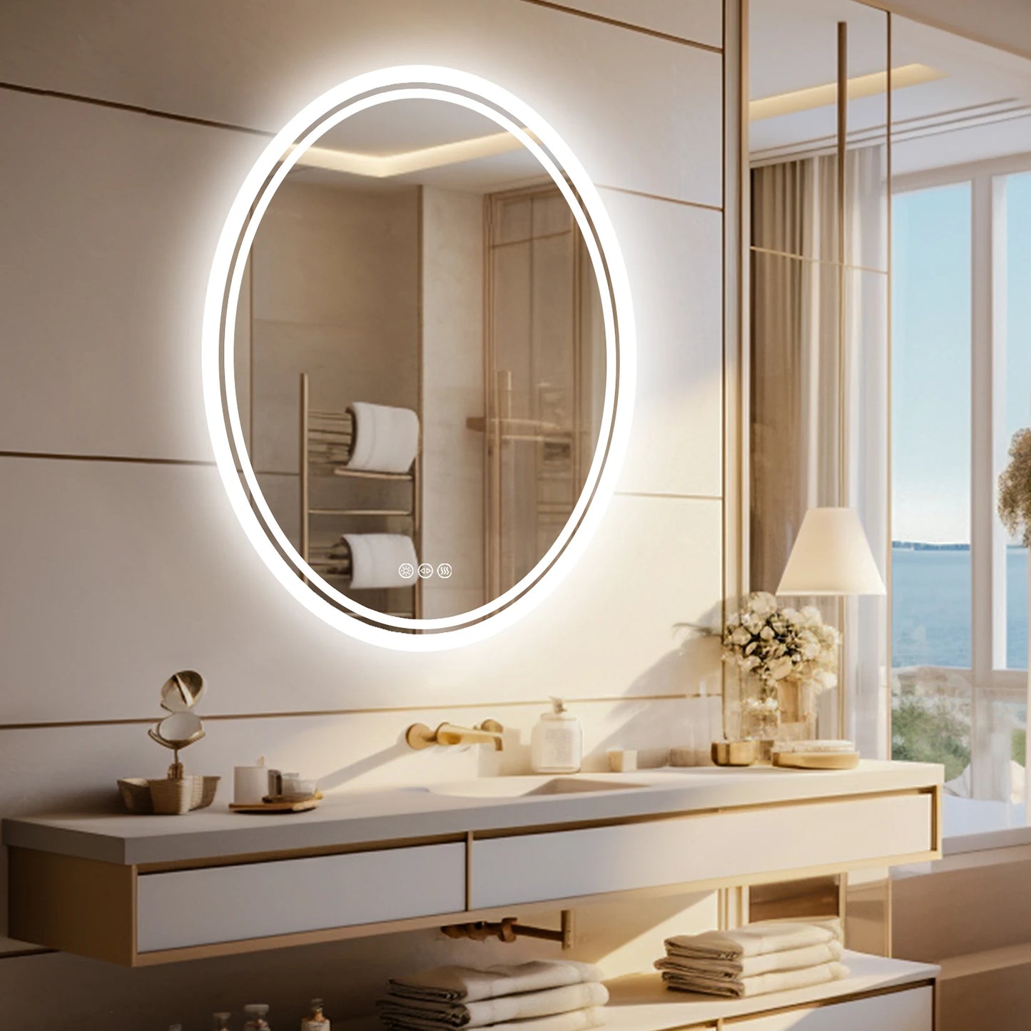 Backlit Round Vanity Mirror with Dimmable Lights