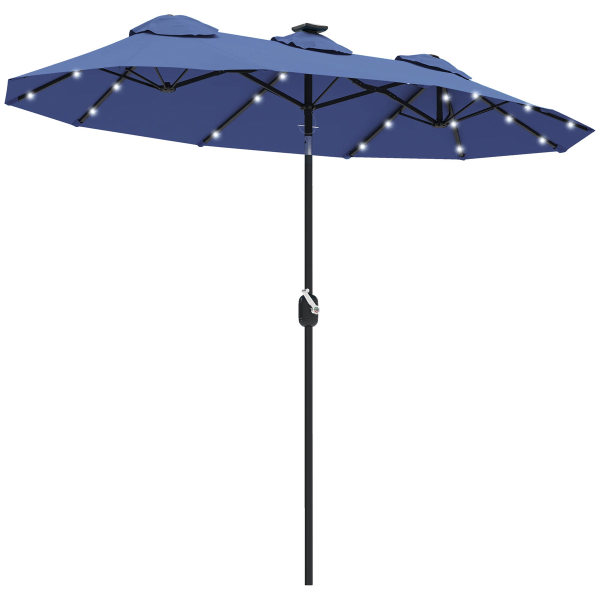 Double-Sided Patio Umbrella with LED Solar Light, Tilt