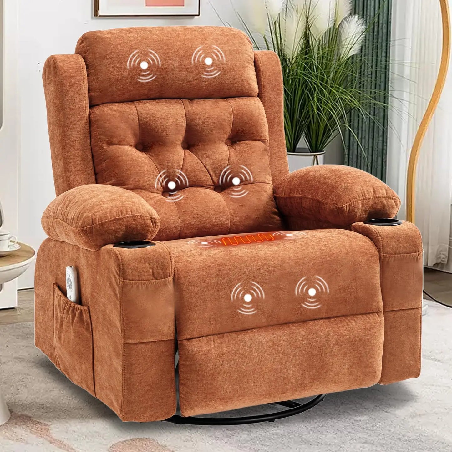Rocker Swivel Recliner Chair with Massage and Heat