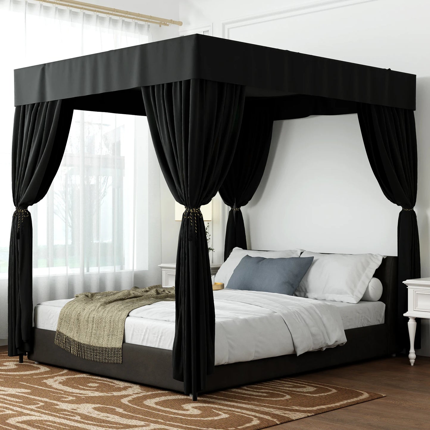Queen/King Four Corner Post Bed Canopy Bed Curtains