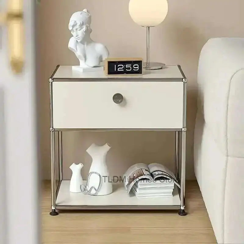 Modern Stainless Steel Medieval Nightstand Storage Nightstand