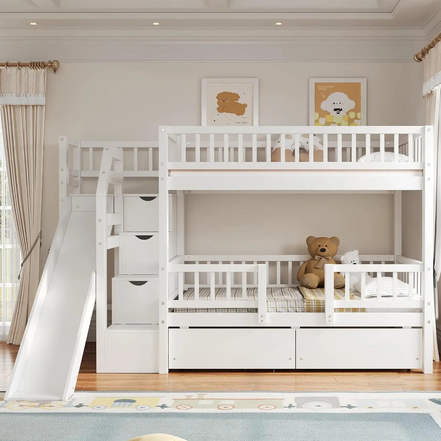 Twin Over Twin Bunk Bed with Slide