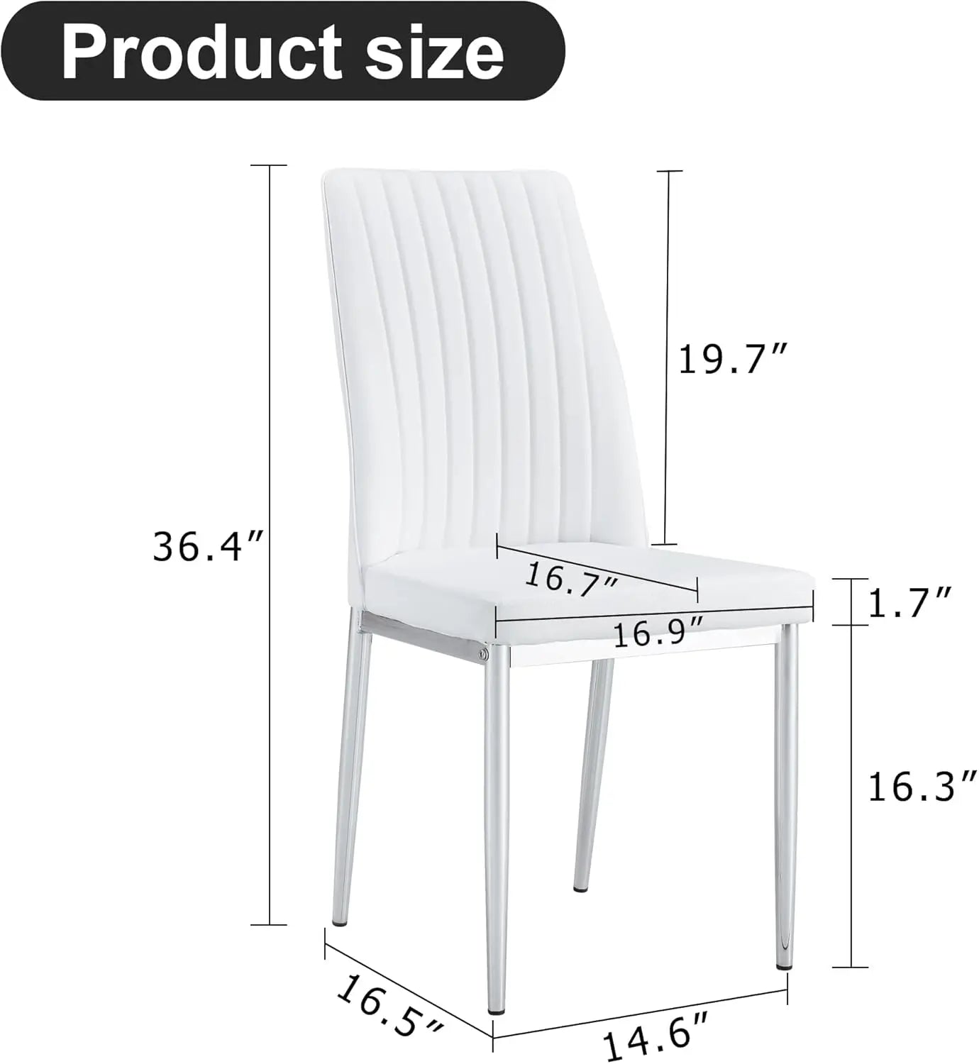 Leather Upholstered Seat High Back & Sturdy Chrome Silver Legs Set