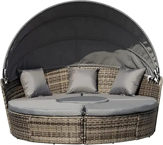 Round Convertible Daybed with Cushions