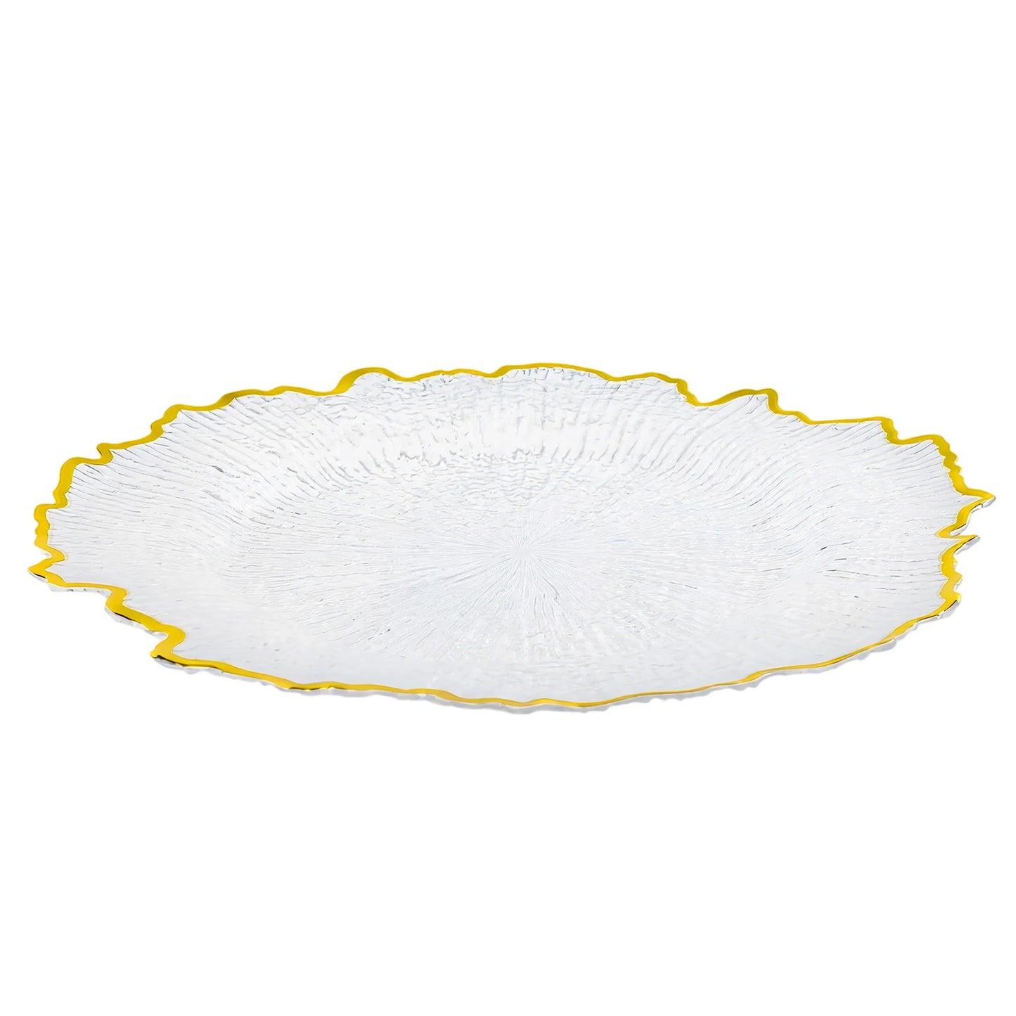 Serving Charger Plates with Gold Rim Transparent Plastic Set