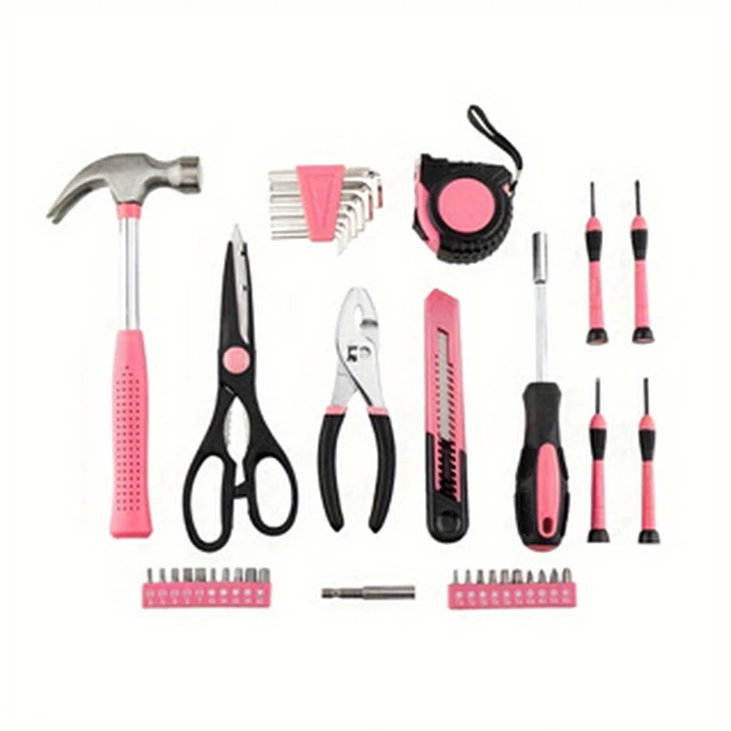 39-Piece All Purpose Household Pink Tool Kit