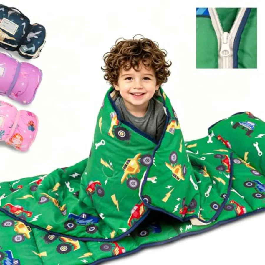 Toddler Nap Mat Extra Large with Detachable Minky Blanket and Pillow